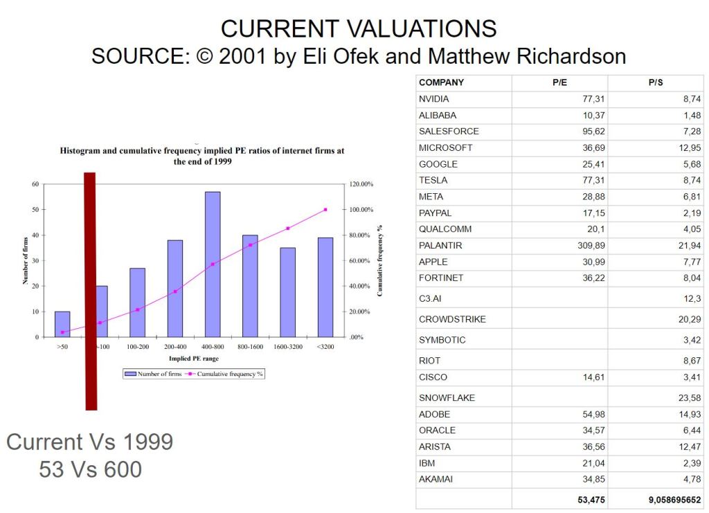p/e AI versus Internet